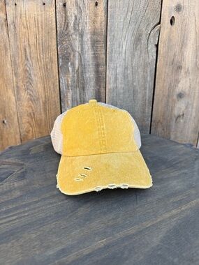 Yellow Distressed Trucker Cap - Unbranded